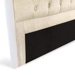 Tête De Lit Bois Blanc Et Tissu Beige Lorna 160 Cm -Magasin De Meubles De Chambre À Coucher tete de lit bois blanc et tissu beige hermione 160 cm 3327480052327 408173