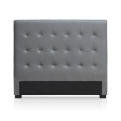 Tête De Lit Capitonnée Simili Cuir Gris Luxa 140 -Magasin De Meubles De Chambre À Coucher tete de lit capitonnee simili cuir gris luxor 140 3327480015421 37401