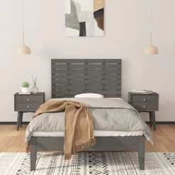 Tête De Lit Murale Gris 96x3x63 Cm Bois Massif De Pin -Magasin De Meubles De Chambre À Coucher tete de lit murale gris 96x3x63 cm bois massif de pin 3666722919418 1497386