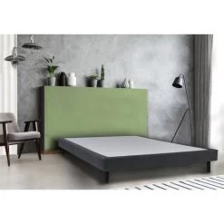 WEBED KITOLIT Sommier Tapissier 140/190 Anthracite - 14 Lattes + 4 Pieds Noirs De 15 Cm